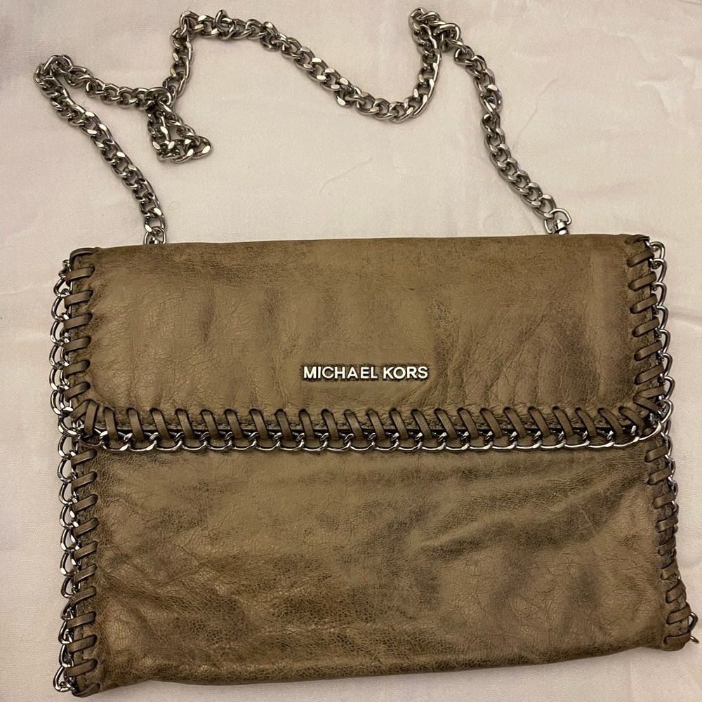 💜Michael Kors Chelsea Nickel Leather Handbag